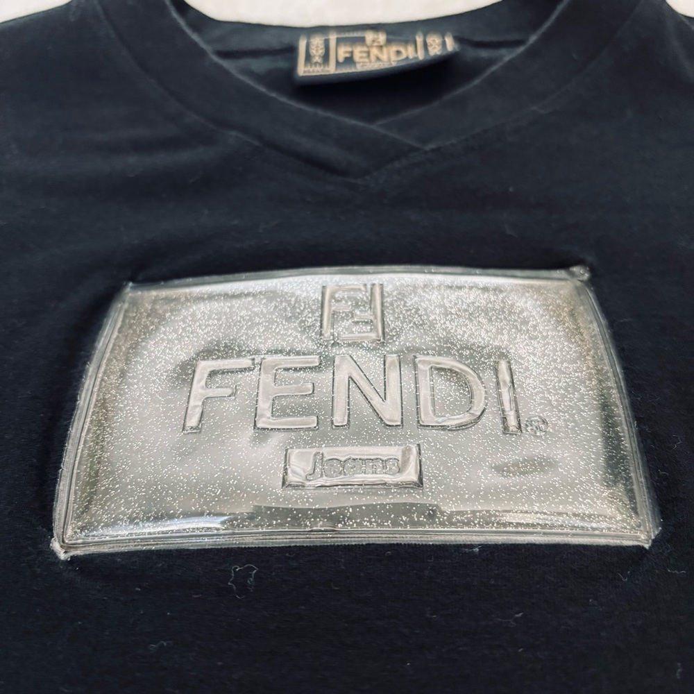 Fendi Black Vintage Tee with Shimmering Logo size 42 US Small - Picture 4 of 16